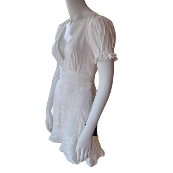 NWT LuLus Vibing in Venice White Ruffled Puff Sleeve Mini Dress (XS) - Picture 7 of 11